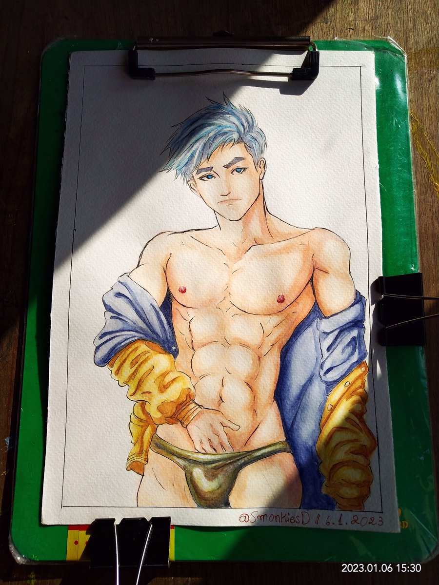 SmonkiesD's tweet photo. UwU* 
#art #painting #drawing #gay #hot #watercolor #traditionalart #muscle #bara #hotboy #smonkiesD https://t.co/JNilYONSph