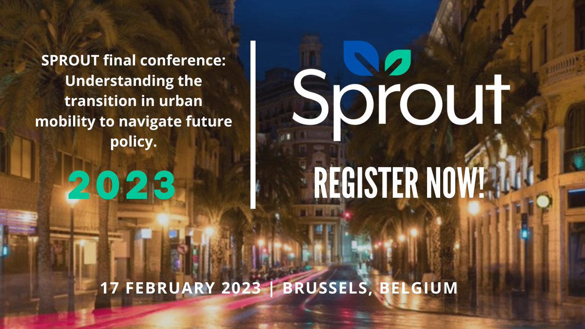 📢Register now for the #SPROUT final event!

On 17 February #SPROUT partners will present the project outcomes that will help cities to understand the #transition in urban mobility and navigate #FuturePolicy. 

Register by 9 February👉sprout-civitas.eu/events/sprout-…

Limited spots!