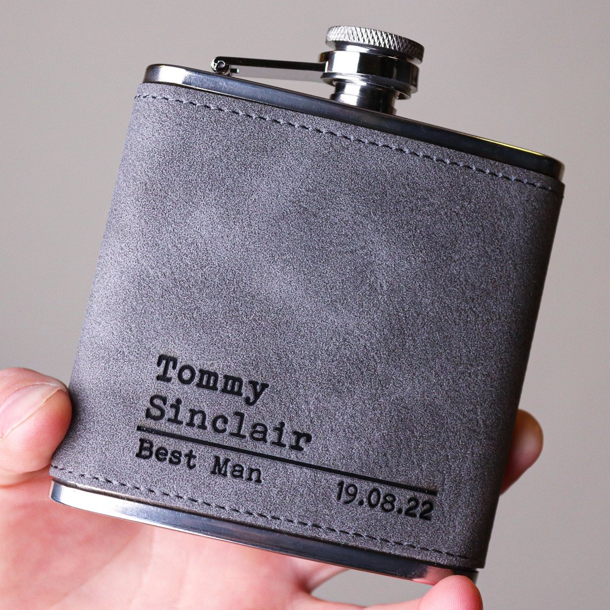 Thanks for the great review 2990sprice ★★★★★! etsy.me/3GdQ2oU #etsy #grey #wedding #black #classic #groomsmengifts #bestmangift #ushergift #hipflask #groomsmangift