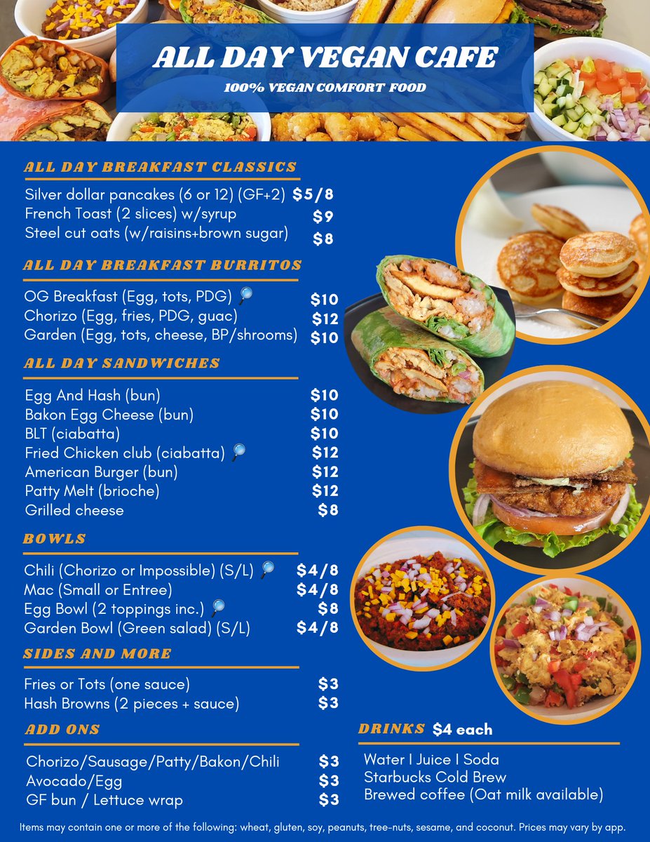 $5 any item Friday Jan 6 from 9am to noon. 📍 345 N. La Brea (inside 🐝 🍔) #alldayvegancafe