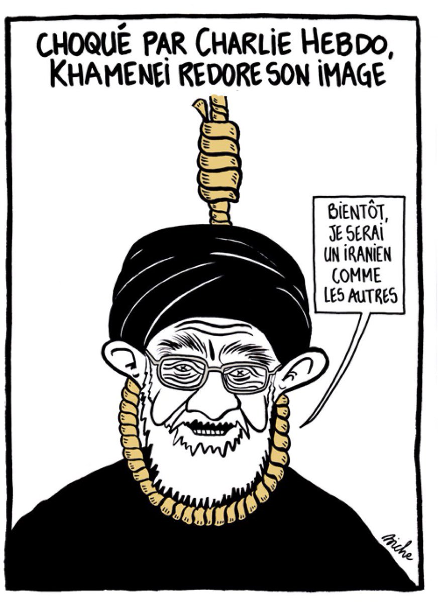 7 ans après, #CharlieHebdo fait toujours enrager les mollahs d'#Iran, de chez nous et d'ailleurs avec ses dessins.
#JeSuisCharlie
#FemmeVieLiberté
#MullahsGetOut