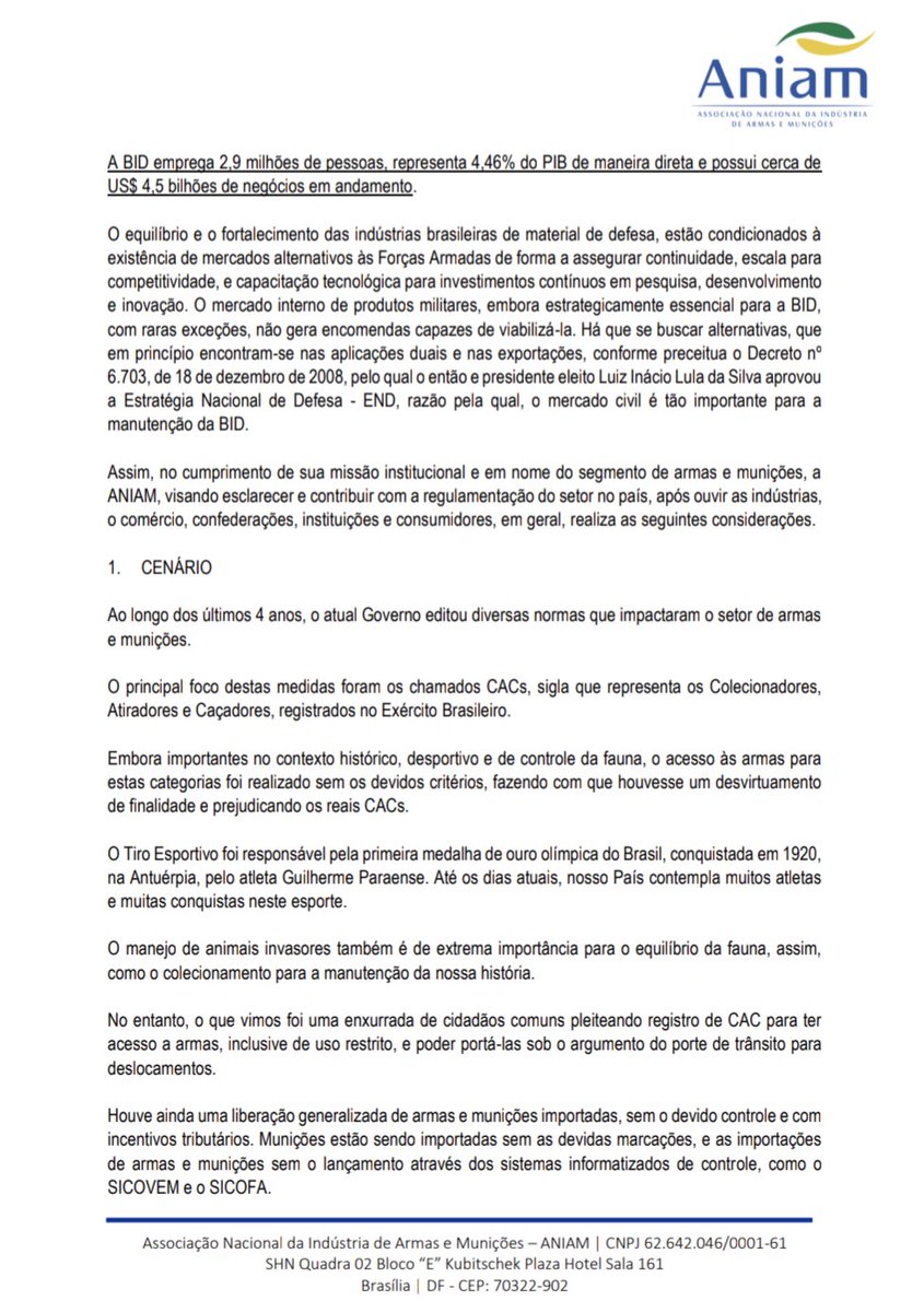 DrDeath1776's tweet photo. Aniam a trade group that @TaurusUSA is a member of has written an official letter to the Brazilian government advising them on how to implement and in support of gun control in Brazil. It cites how ordinary citizens shouldn't be armed. This is far worse than Springfield. https://t.co/vwLhkLcC9C