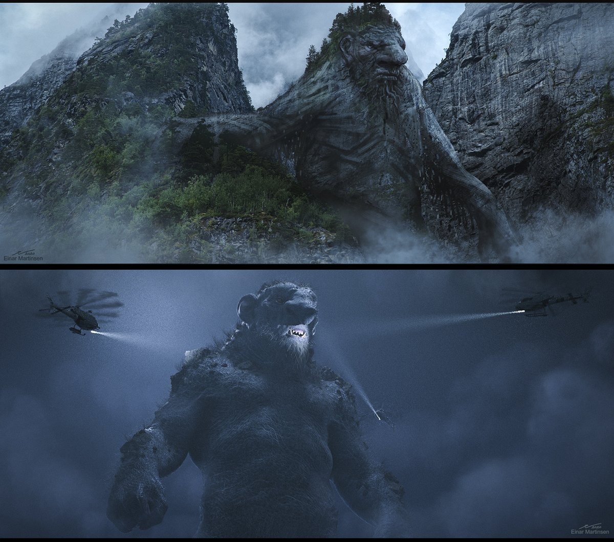 einar_art's tweet photo. I’m excited to share some of the concept art I did for TROLL.(more to come)This was a dream come true project! Huge thanks to Roar Uthaug, Espen Horn, Mikeal Windelin, Esben Sydbeg, Koja, the team at Motion Blur and Netflix. Also great work by the VFX teams. #conceptart #noaiart https://t.co/GVzxqT9kVW