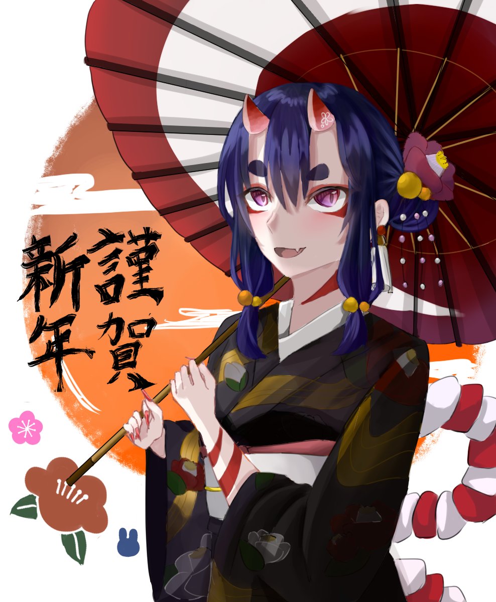 RAMIRASUTO's tweet image. 結構遅れてしまったのですが、お正月イラストです🎍うさぎ要素があんまり無いような…
#お正月イラスト 
#絵描きさんとつながりたい 
#修行中 #鬼