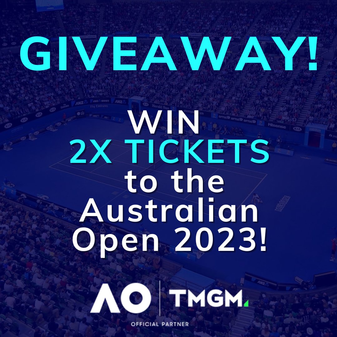 TMGMgroup's tweet photo. TMGM is excited to give away 2 x FREE Tickets to the @AustralianOpen for you and a friend 🎾

To enter, just follow these easy steps:

1) Like this tweet
2) Retweet
3) Follow @tmgmgroup

4) [OPTIONAL] Tag a friend. More tags = more entries.

**Open to Australian residents only https://t.co/IqZhIhiZoh