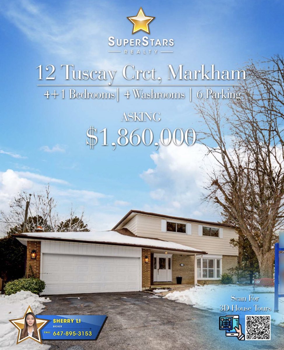 #SuperstarsRealty New Listing: Quiet Cul-De-Sac In Unionville. Huge Pie Shape Lot W/102Ft In The Back! Close To 2000Sqft, $$$ Upgrade From Top To Bottom. 4 Spacious Bdrm & Upgraded Bath On 2nd. Finished Bsmt W/Rec, Bdrm & Bath. Top Ranking Schools.  Only Asking $1,860,000!