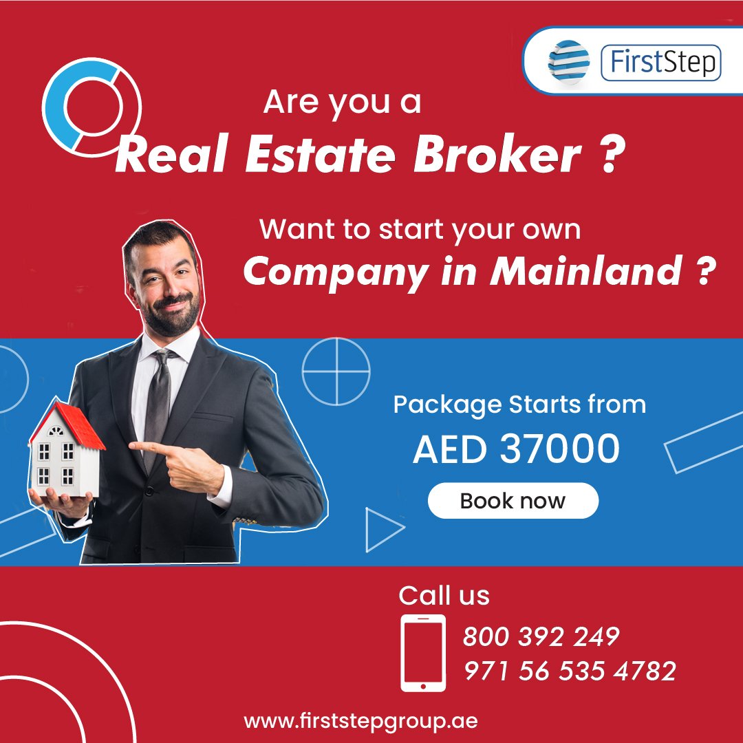 Are you a Real Estate Broker? You can open your own company!! First Step brings you the best package for a Real Estate Broker's Company Formation. For more details dial us at 800 392 249, 971 56 535 
4782 and mails us to sales@firststepgroup.ae
#realestatebroker #company