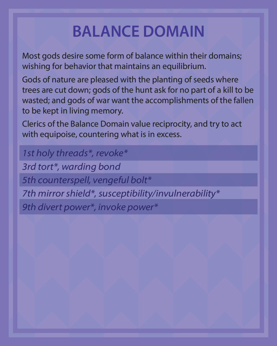 verdantgames5e's tweet photo. Balance Domain
These clerics use their magic to counter what is in excess, evil or good
Art by @ossocavo
#foregonecompendium #dnd #dnd5e #dndhomebrew #homebrew #dndsubclass #5esubclass #ttrpg #ttrpgfamily #d20 https://t.co/RKhGkrbLy8