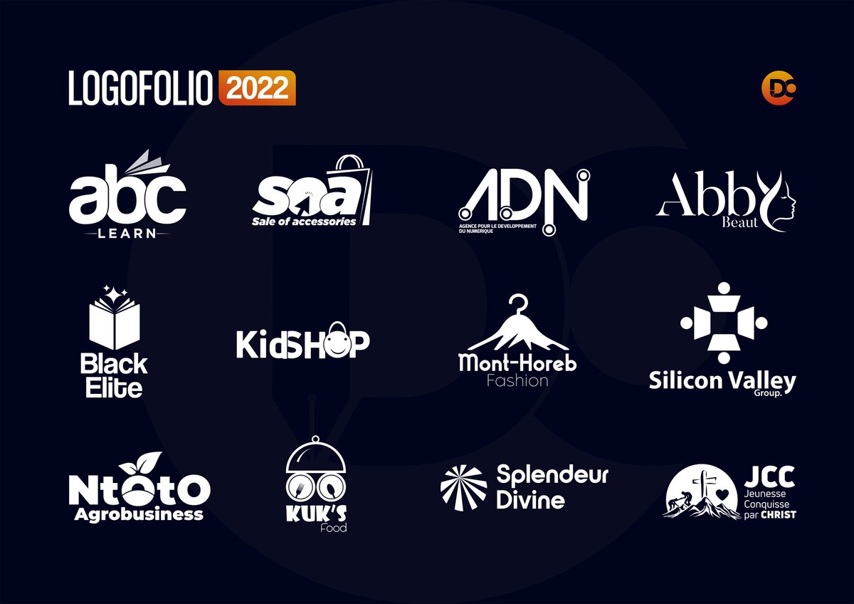 DynamicCreativ8's tweet photo. Voici pour vous notre Logofolio avec quelques logos conçus au cours de l'année 2022. 
Nous disons merci à tous nos partenaires pour la confiance, nous espérons vous retrouvez prochainement.
En cette nouvelle année nous donnerons une fois de plus le meilleur de nous ! 😊🙏🏽
#DC https://t.co/6DMjswjldp
