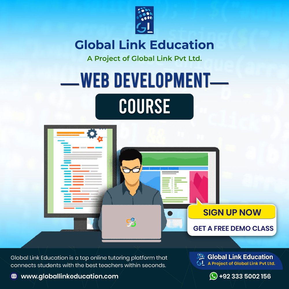 Online courses for building websites from scratch using popular tools and languages.
#globalkinkeducation #freeclassesonline  #GlobalLink  #australia #students #webdevelopment #onlinecourses #skills 
Explore Our Website to Choose Your Favourite Course:
globallinkeducation.com