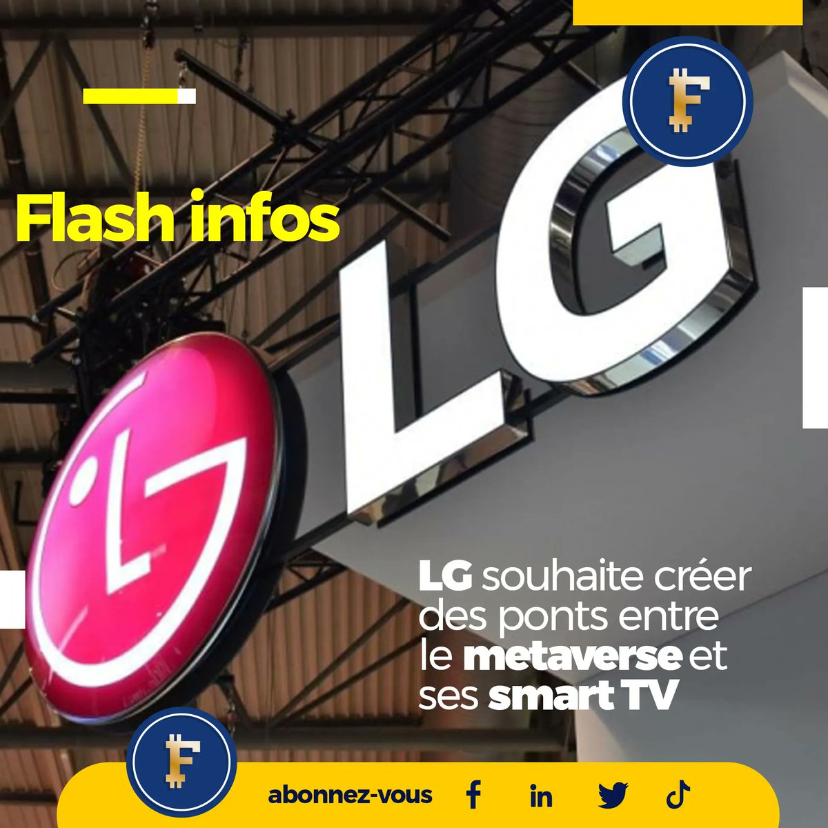 Fcoin3's tweet photo. Actualité du jour: #LG souhaite créer des ponts entre le #metaverse et ses #smartTV

Source: https://t.co/Fl9fvrwxMb 

#infocrypto #actu #news #infodanslemonde #blockchain #web3 #crypto #cryptomonnaie https://t.co/v33Ba2iQXP