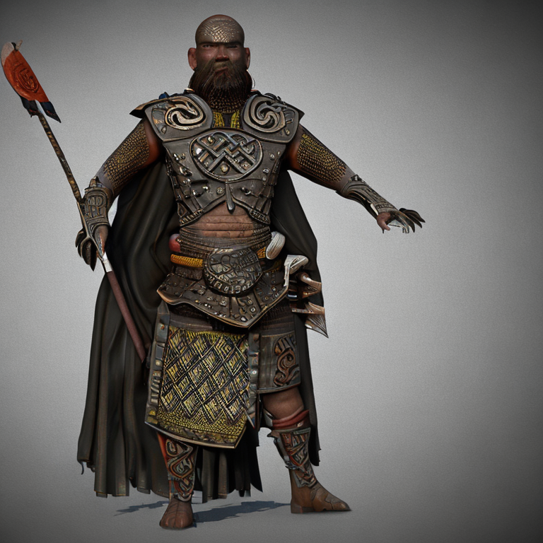 CREAIT_OFFICIAL's tweet photo. A tribal warrior, realistic 3D render, detailed textures and shading, celtic inspired armor and clothing with intricate details #tribal_warrior #3D_render #textures #shading #celtic #armor #clothing #intricate #aiart #aigeneratedart https://t.co/BIThkzCfI3