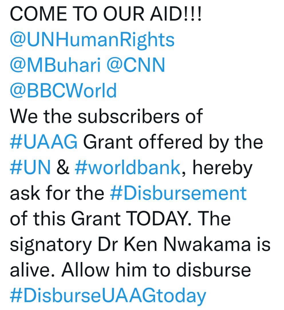 #DisburseUAAGtoday