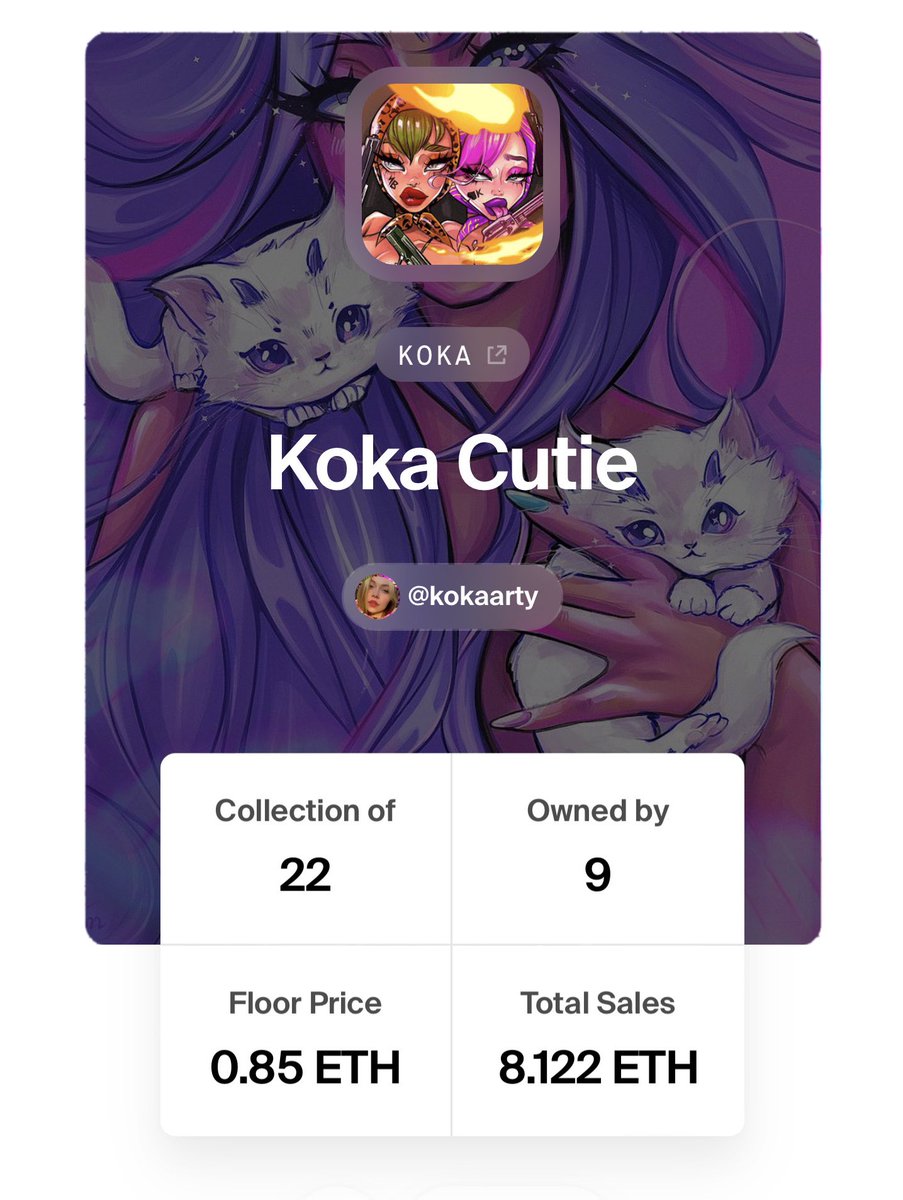 ⚡️GM fam with SOLD OUT!!!⚡️
Super huge hugs to all great collectors who have pieces •Koka Cutie•❤️‍🔥💜❤️‍🔥

<a href="/Artful3ndeavors/">gaurand.eth</a> <a href="/RealKatoOG/">Kato</a>
<a href="/RuggedmanUK/">Doc 🇬🇧☮️⚔️🏃📸</a> <a href="/pdGod_00/">PDgod</a> @ethcollector666 <a href="/katokrew/">KatoKrew</a> <a href="/sightZz07/">𝐀𝐏</a> <a href="/0xbadjpeg/">noka🦉🛸</a> <a href="/IHartten/">TeslaFanatic</a>

22/22 LFG!😈🔥