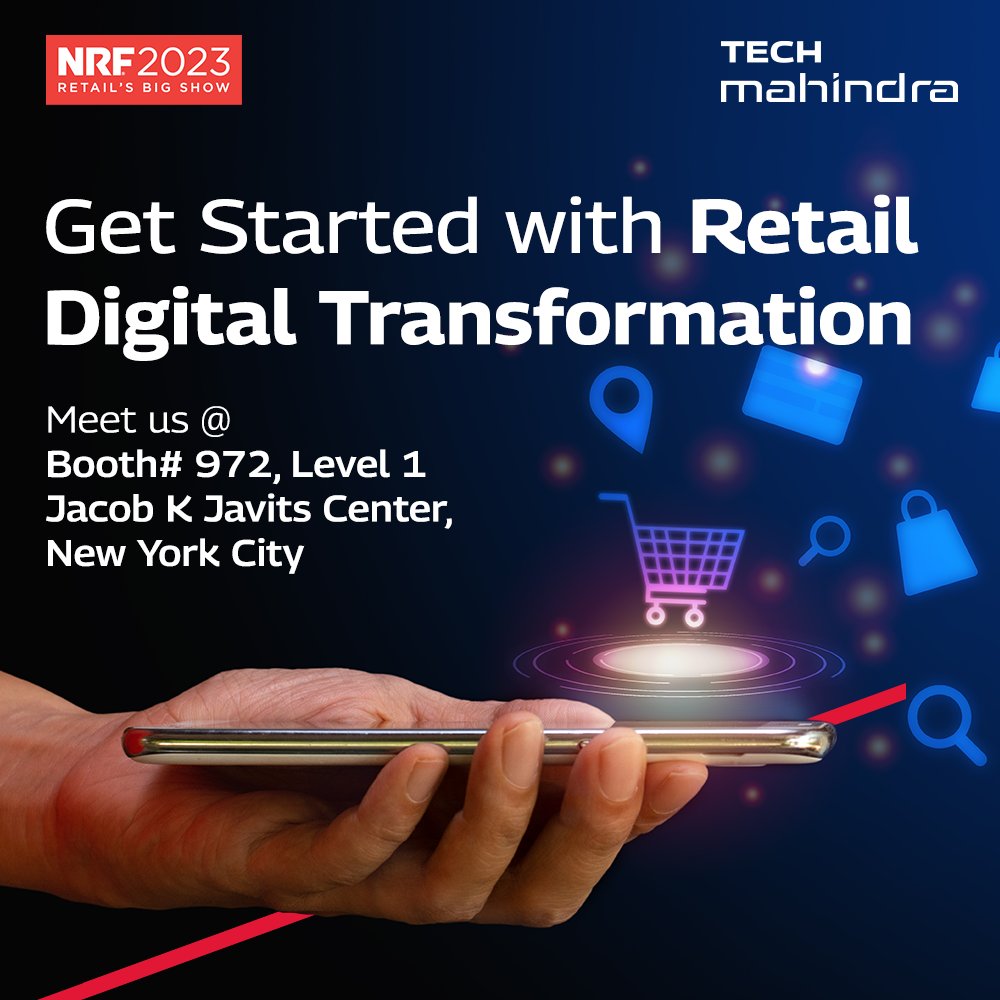 tech_mahindra's tweet photo. Block your calendar!
Understand the benefits of customer care center modernization during LIVE conversation with industry leaders Edwin Paul & Aman Dean at Booth Number 972, #NRF2023 Retail’s Big Show Experience!
More: https://t.co/HRKgsiqNhk
#digitaltransformation #TechMAtNRF https://t.co/ns1csOwF5q