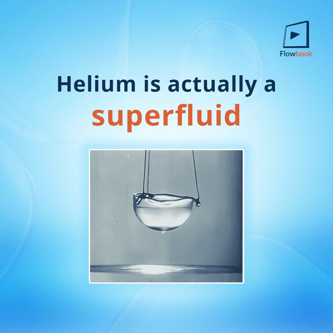 FlowbookIn's tweet image. At 2.17K temperature is the Lambda Point for this element, as it is the stage of zero viscosity and can flow quickly through any hole in the machinery.

#Flowbook #Educational #EduTech #Learning #EducationalApp #SchoolLearning #Physics #Helium #Superfluid