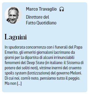 elianto63's tweet photo. Lagnini di @marcotravaglio #Travaglio @fattoquotidiano #FattoQuotidiano #PD #Legnini @repubblica #spoilsystem #GovernoMeloni #Meloni #primapagina #6gennaio https://t.co/61B47v9NOg