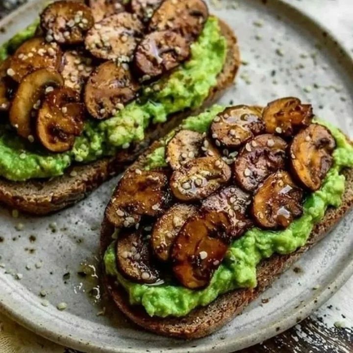 Garlicky Avocado Mushroom Toast