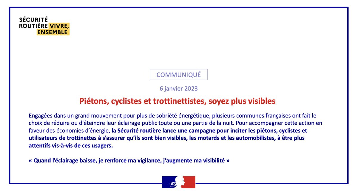 RoutePlusSure's tweet image. [Communiqué] Piétons, cyclistes et trottinettistes, soyez plus visibles➡️bit.ly/3VKR4P3