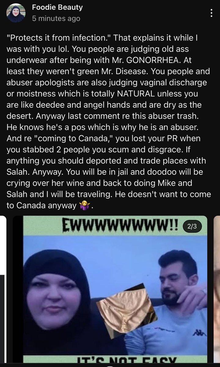 noneya39773966's tweet photo. Dude!! A little bit of vag lubricant is normal. NOT what you referred to as thick pizza dough!! That’s a serious lack of hygiene sis!! Wow she’s dumber than I thought. https://t.co/OcVtoWMHUf