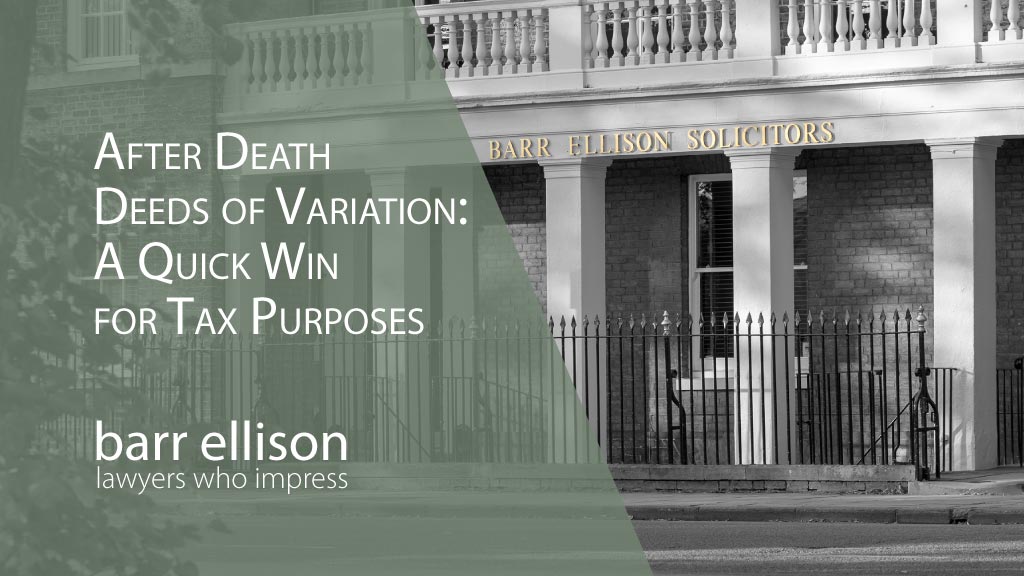 BarrEllisonLaw's tweet photo. An after death Deed of Variation is an effective estate planning tool and undoubtedly a quick win that individuals should consider in particular circumstances. #DeedOfVariation
https://t.co/TBpnfA3KYA https://t.co/zbG35PvPfS