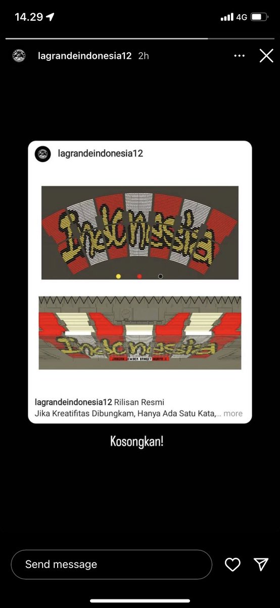 Koreo milik Ultras Garuda Indonesia &amp; La Grande Indonesia yang sudah dipersiapkan tadi malam dihancurkan oleh Paspampres siang ini.😤🥲