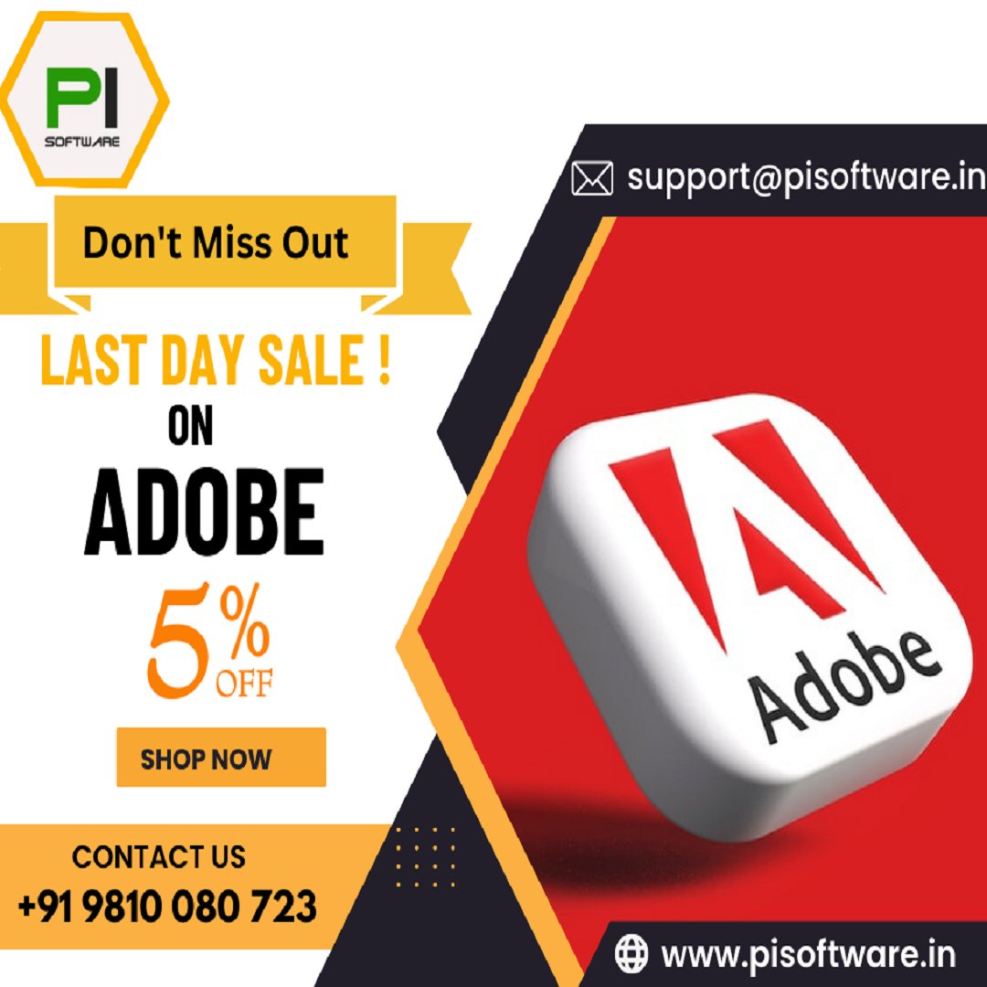 PISoftwareIndia's tweet image. LAST DAY of our sale! Here is 5% OFF on Adobe products. Be quick! This great deal is almost gone. HURRY! This offer ends today.
🌐bit.ly/3icXIQ9
📞+91 9810 080 723
# WebDesign #Photoshop #PISoftware #PiSoftwareIndia