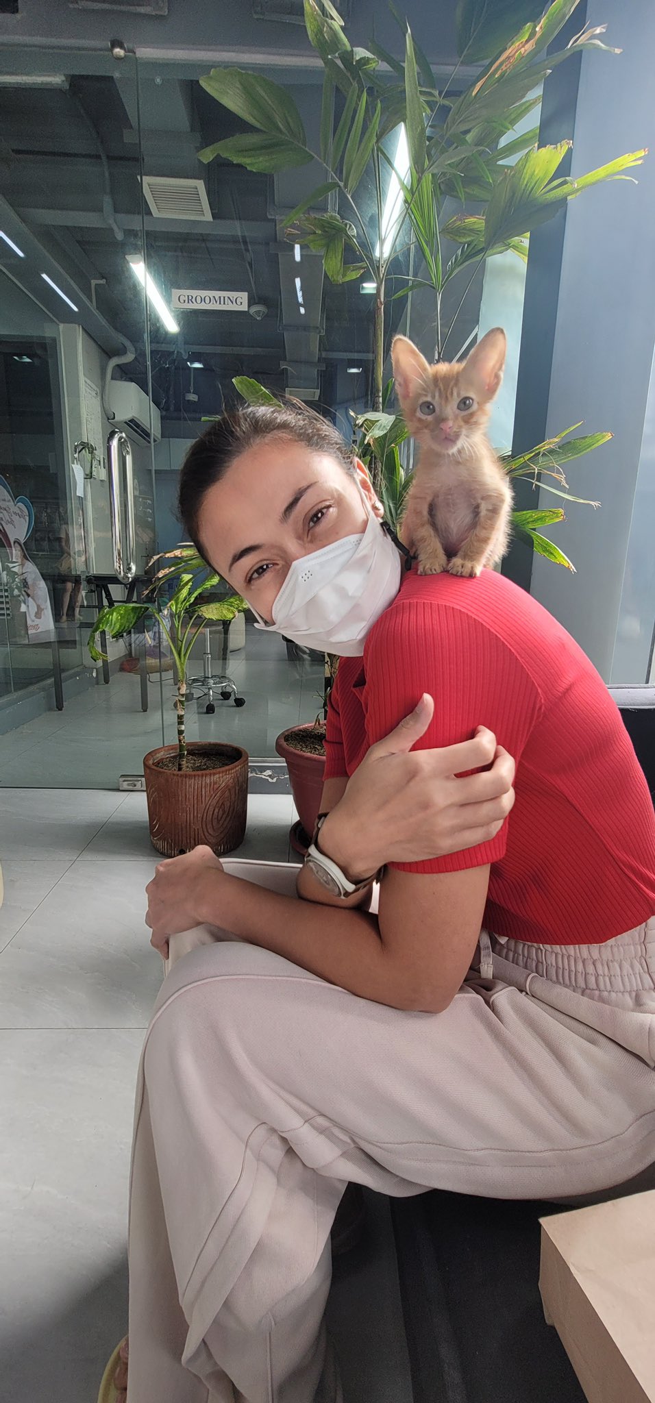 Jodi Sta. Maria and Naia at the vet.