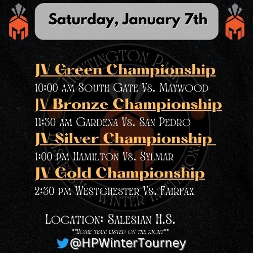 ParkHoopz's tweet photo. Huntington Park Basketball Winter Invitational Championship Schedule!! Saturday, January 7, 2023! #basketballtournamentchampionship #hshoops #hsbasektballwintertournament #hpwintertourney @latsondheimer @HPWinterTourney https://t.co/IAavjIk7Kf