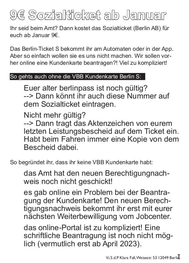 nk_12049's tweet photo. Nulltarif selbst durchsetzen mit Hilfe des 9-Euro Fond, siehe https://t.co/yrggsjtYKo oder 9-Euro Sozialticket für alle beim Amt. Das geht auch unbürokratisch in Berlin , siehe Flyer.
#Neukölln #UmverteilenJetzt #Preisproteste https://t.co/7O3ThQYx08