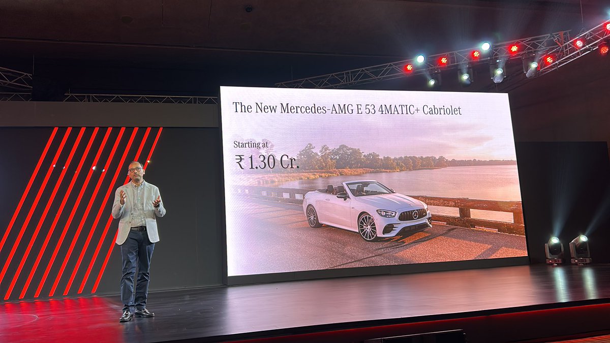 Dippy_S's tweet photo. The @MercedesBenzInd E53 #ECabrio  #AMG  priced at Rs. 1.30 crore ex showroom https://t.co/87xwwRG20z