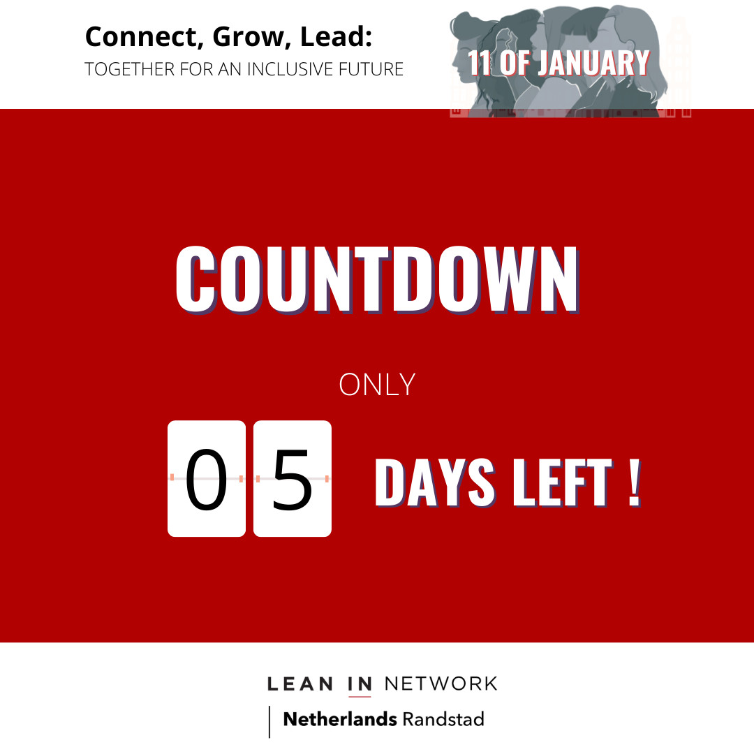 LeanInNL's tweet image. 🤩 📣 5 days until the 'Connect, Grow, Lead: Together for an Inclusive Future' conference! Are you as excited as we are? 
Check out the event page: shorturl.at/aiAT5