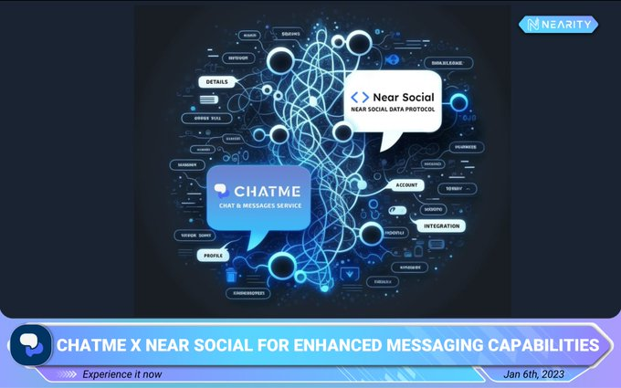 Nearity_org's tweet photo. 📢@chatme_near is integrated with @NearSocial_
🔥User can now access profile details and address book of contacts through #NEARSocial
🌎More details👉https://t.co/ARieWdgQNu👈
#Neaity #NEAR $NEAR #NEARProtocol #NEARisNOW #ChatMe https://t.co/eyf9peF8ot