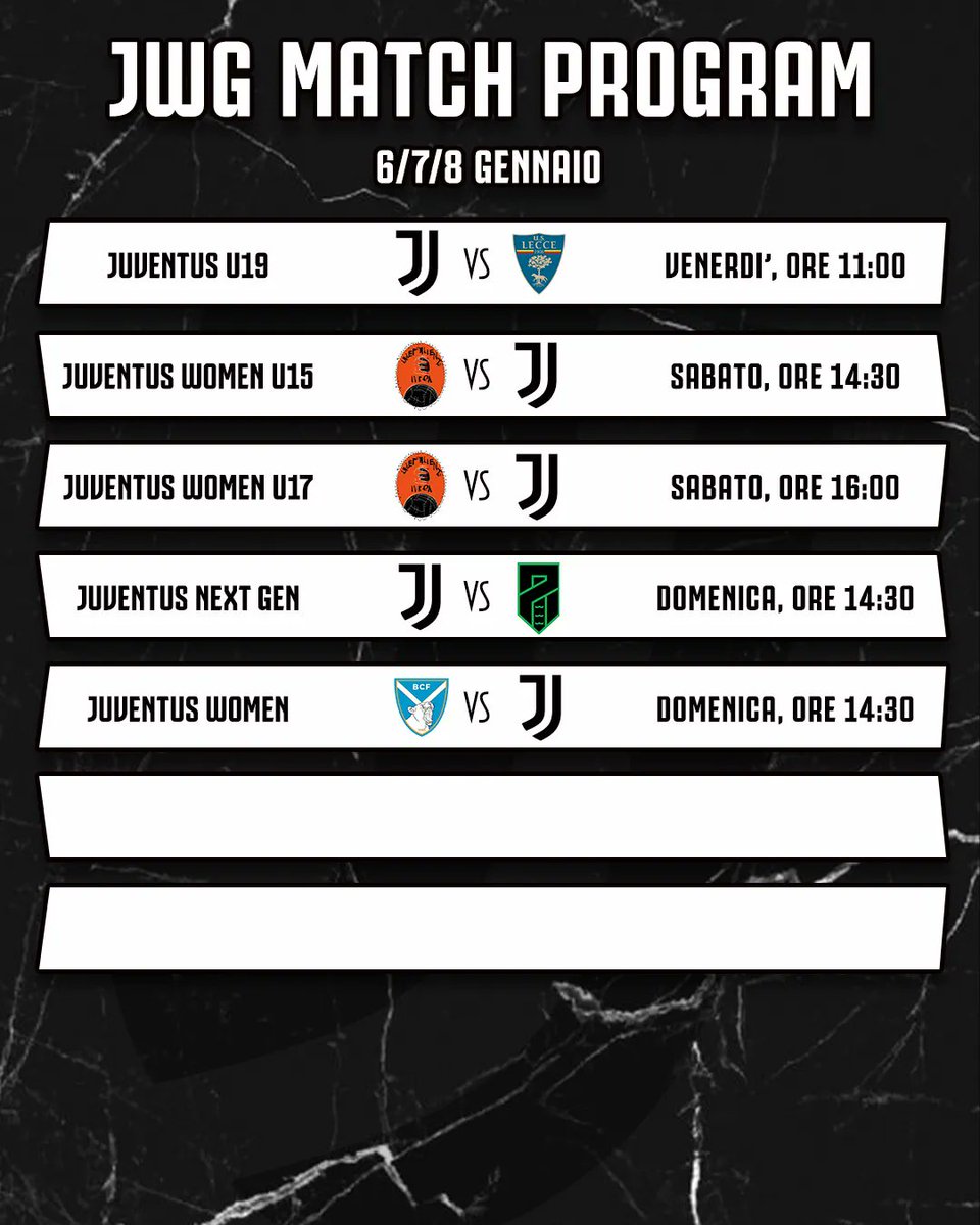 Jwomenegiovani1's tweet photo. Il Weekend bianconero ritorna 🔙
Ecco gli appuntamenti del fine settimana
#JuventusWomen #Juventus #juventusnextgen #juve #bianconeri #FinoAllaFine #programmagare #jwomenegiovanili https://t.co/FYtFevzDS0