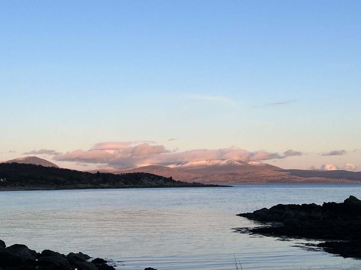 Snow on the hills on Arran a few days ago, from Saddell, Kintyre
