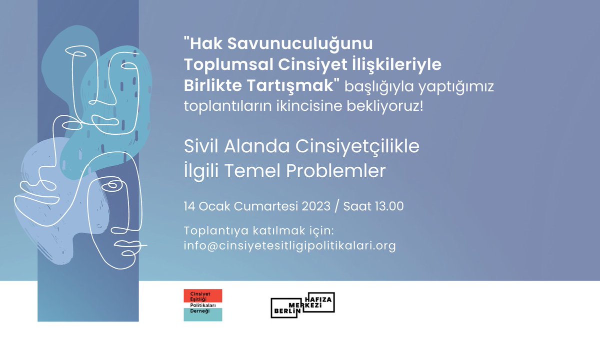 Hafıza Merkezi Berlin <a href="/HafizaBerlin/">antenna (Hafiza Merkezi Berlin)</a> ile birlikte düzenlediğimiz toplantı serisinin ikincisi 14 Ocak Cumartesi günü çevrim içi olarak gerçekleşiyor. 
Toplantıya katılmak için: info@cinsiyetesitligipolitikalari.org