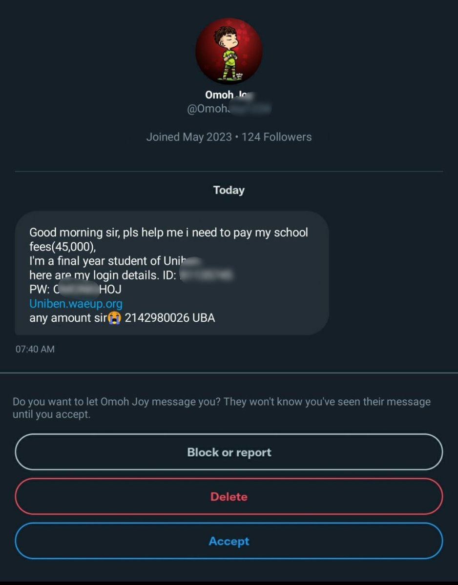 ObaDeleke's tweet photo. Pls no matter what never send your portal details to stranger🙏🏽 
If the person did not bliv you, joke on the person then.

I wish you success 🙏🏽 https://t.co/dG7mwlyRbA