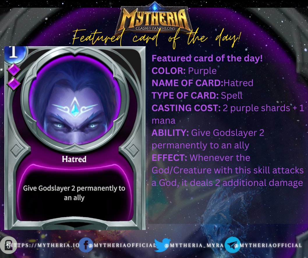 WELCOME TO MYTHERIA FEATURE CARD OF THE DAY 

Read now to explore the exciting world of Mytheria

Join our community: linktr.ee/mytheria
