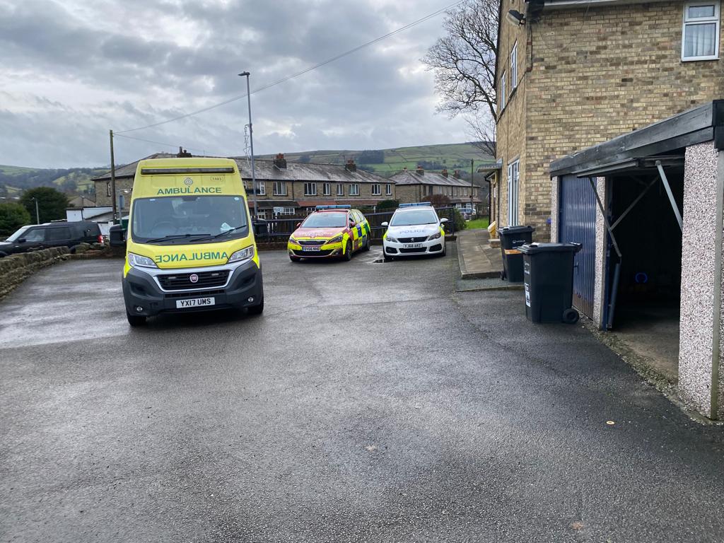 Great to see all three services working together in Cross Hills after an injured person had taken a fall.