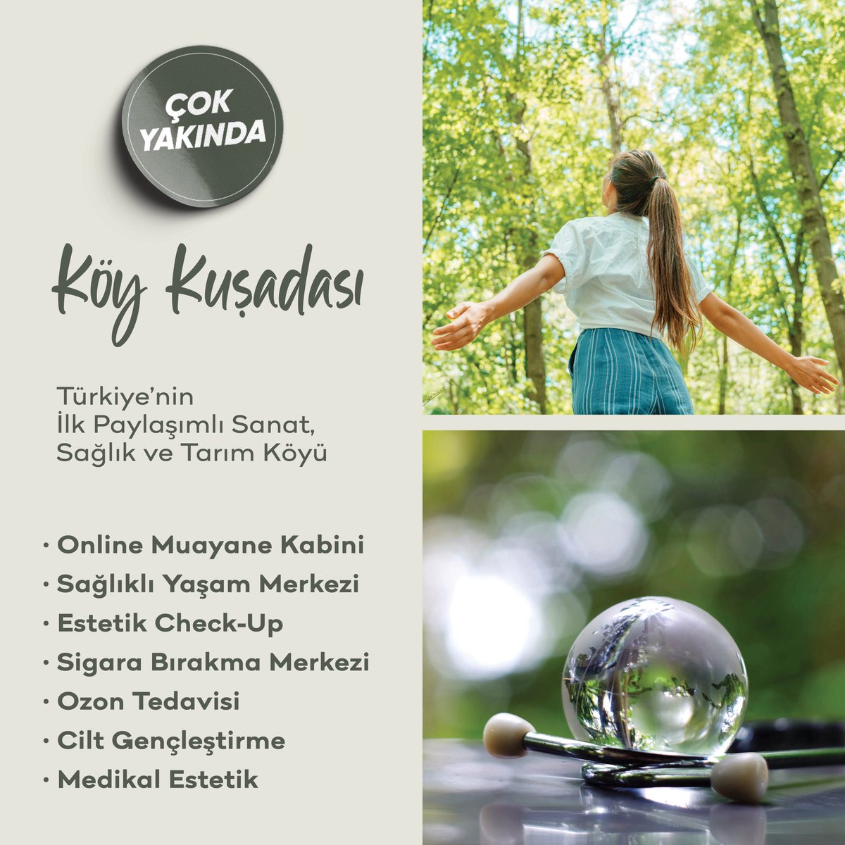 Köy Kuşadası, doğa ve sanatla iç içe, sağlıklı ve formda bir yaşamı sizlere sunuyor. Çok yakında...