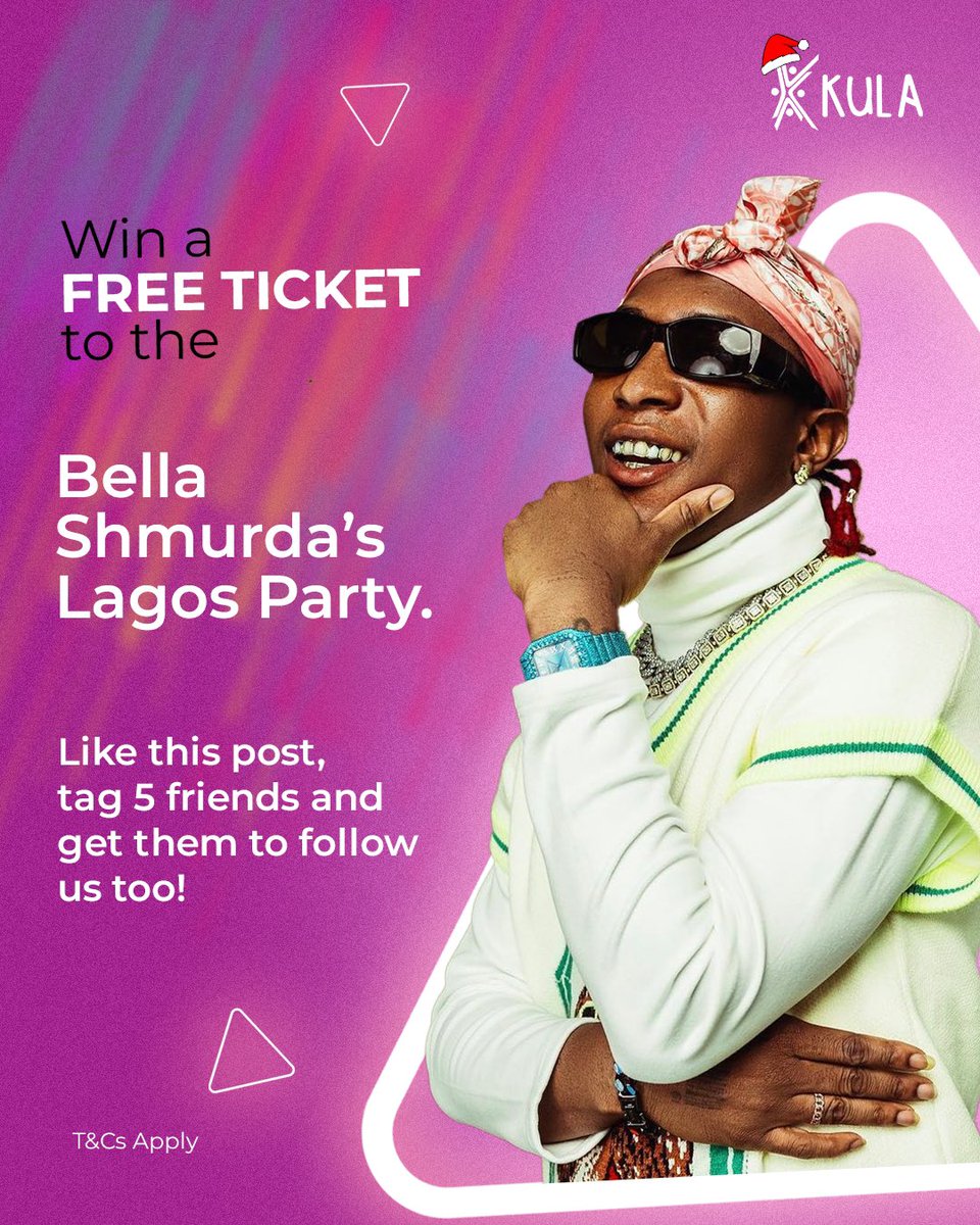 Win tickets to party with Bella Shmurda.

To win, follow <a href="/gigsonkula/">kula.work</a>, and tag 5 of your friends to also like this post and follow <a href="/gigsonkula/">kula.work</a>.

Winners will be announced on Friday, January 20th, at 5 PM.

#Kula #FreelancersInNigeria #Gigs #GigEconomy #FutureOfWork #dettydecember