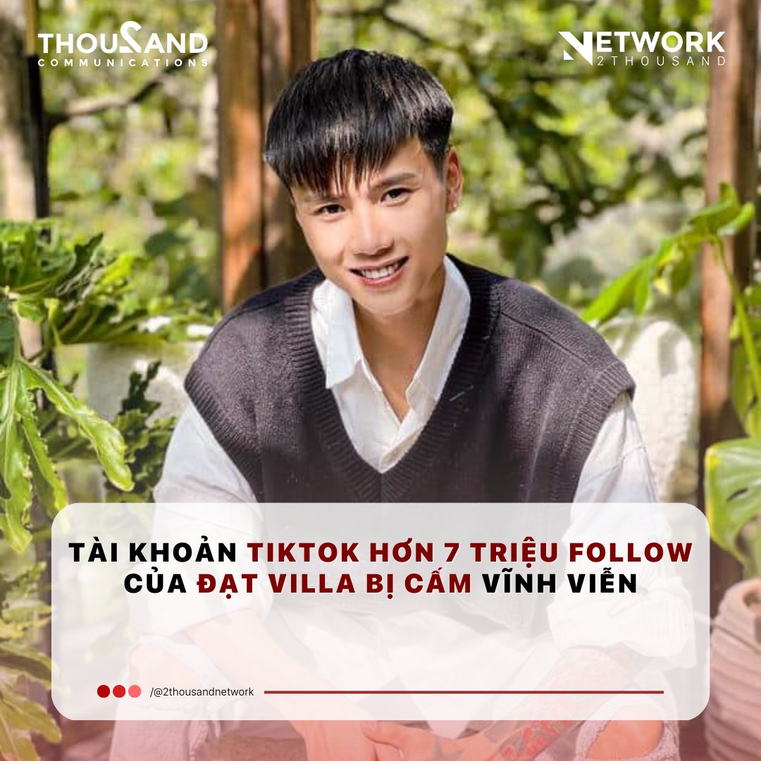 2tsnetwork's tweet photo. Sáng 6.1, trên mạng xã hội lan truyền thông tin kênh TikTok cá nhân của Đạt Villa bị cấm hoạt động. Bài viết sau khi được chia sẻ nhận sự quan tâm đáng kể của dư luận.
#DatVilla #Tiktoker #7TrieuFollow #Showbiz #2Thousandcoms #2Thousandnetwork https://t.co/AdBi2EwihH