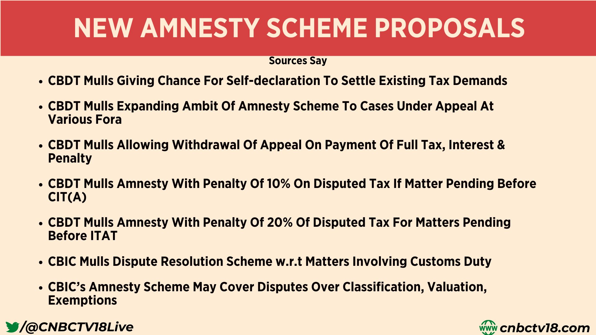 CNBCTV18 on Twitter "New Amnesty Scheme Proposals CBDT mulls giving