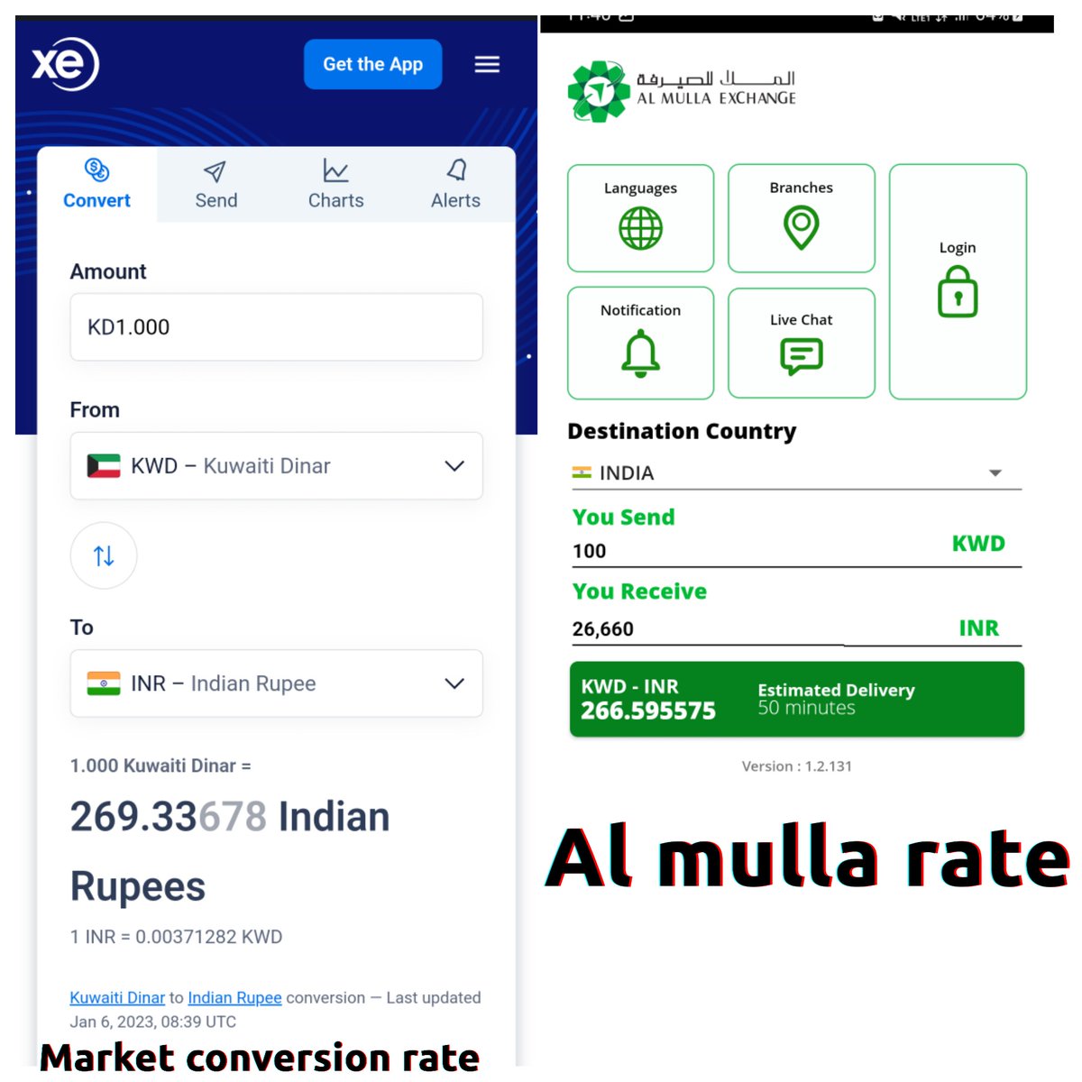 KunalKriplani's tweet photo. @AlMullaExchange @IIKNews @arabtimeskuwait @kuna_en 

Before you plan to send your money through Baderalmulla exchange, remember how they are cheating the expats by VERY high difference between actual rate and their rate.

I pointed this in September and now I'm blocked 🤣 https://t.co/onAtZfJfCY