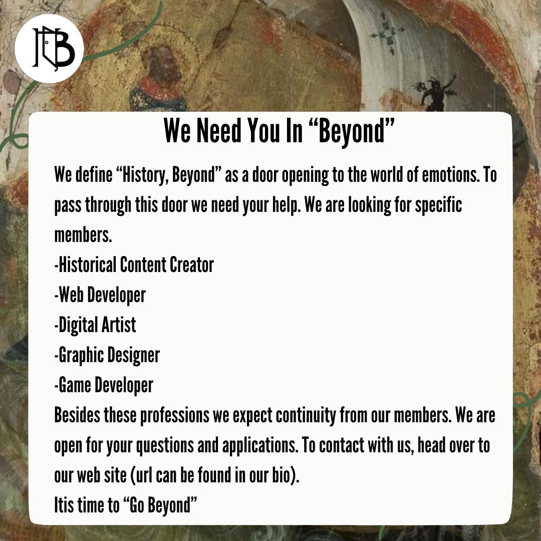 _HistoryBeyond's tweet photo. We Need You In "Beyond"

(Contact with us through the url located in our bio.) https://t.co/gXsDXfpIEa