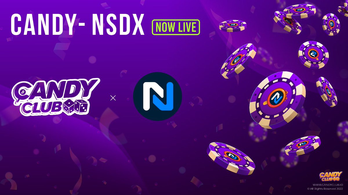 @NASDEX_XYZ tokens can now be used on all Candy Club's 677 social games!
Use $NSDX on #NBA or football⚽️ wagering, 200 slots🎰, live blackjack tables🃏and #blockchain games.

Deposit and join the biggest social gaming platform this year! 🚀 

bit.ly/3Z8fvIW