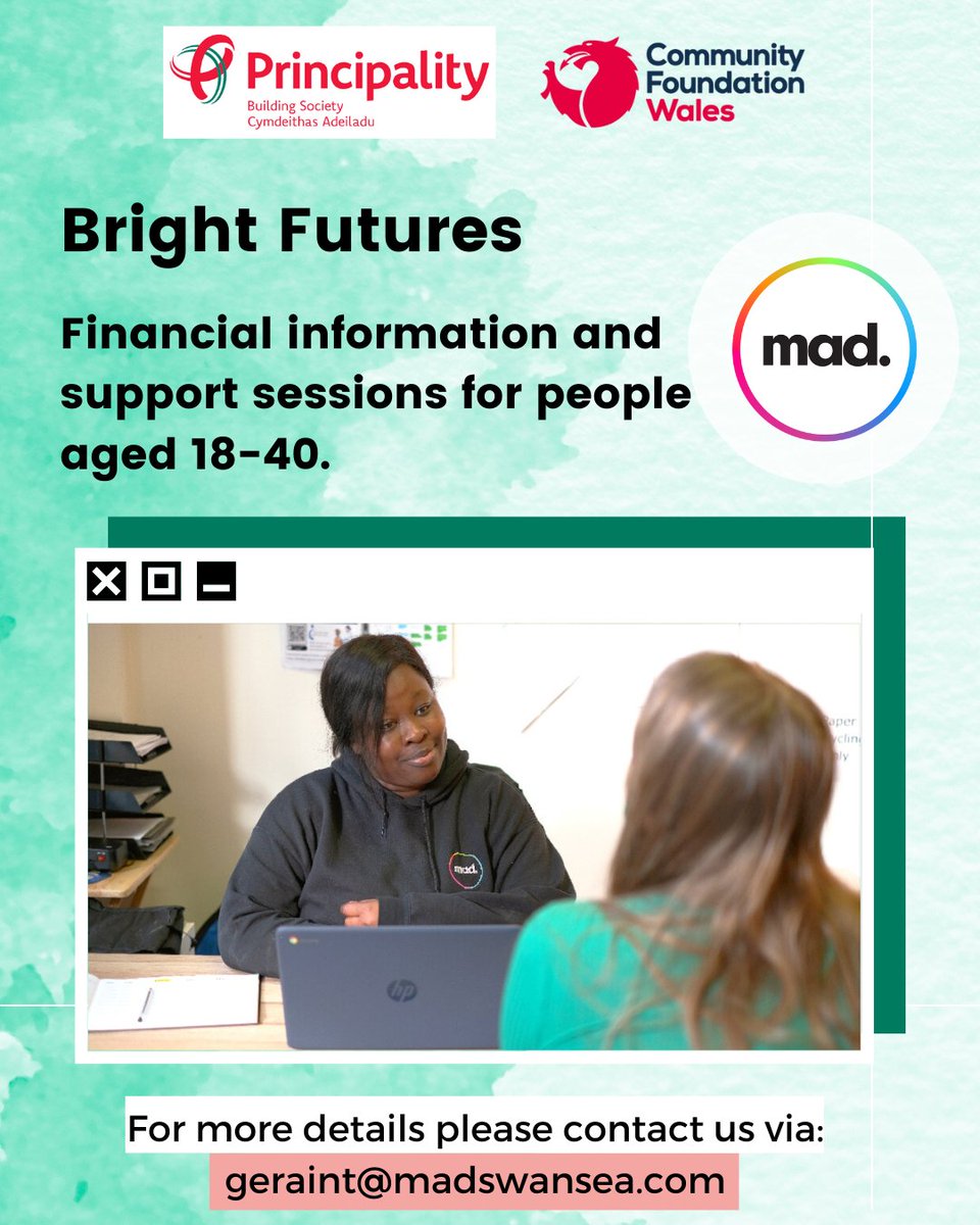 #SwanseaMAD are providing financial information and support sessions for people aged 18-40 through @PrincipalityBS’s Future Generations Fund. For more details, please contact geraint@madswansea.com. @foundationwales #ChangingLivesTogether 

@CWVYS @SwanseaCVS @WCVACymru