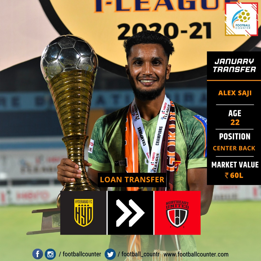 football_countr's tweet image. Exciting news for football fans! Alex Saji has made a Loan Transfer from Hyderabad FC to Northeast FC, bringing his impressive skills to a new team in the Indian Super League. We can't wait to see what he will accomplish at Northeast FC!

#HeroISL #LoanTransfer