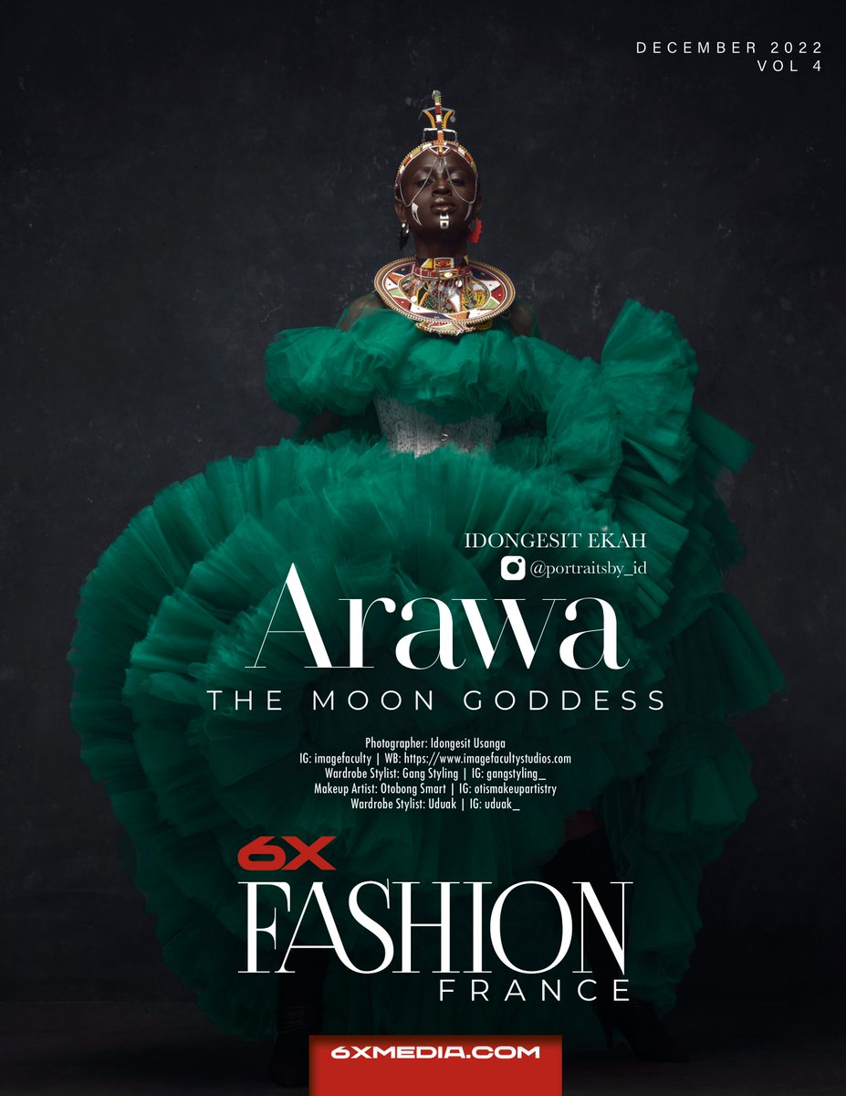 Our image Arawa-The moon goddess has been featured on the cover, inserts, and back cover of 6X Fashion France Magazine, December 2022 edition💚💚💚