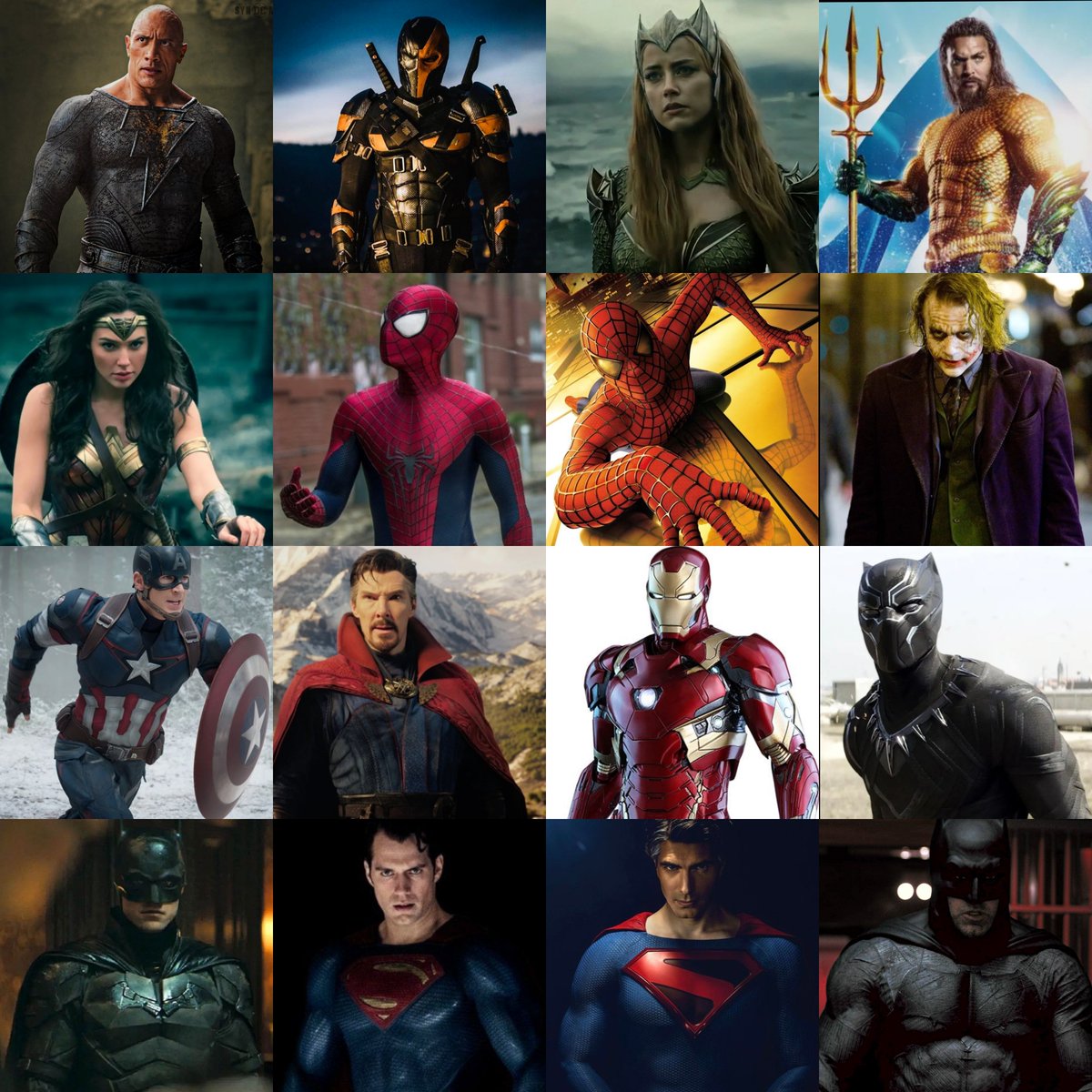 callouswayne's tweet photo. choose one comic book movie suit from each row https://t.co/xYD9dlXh96